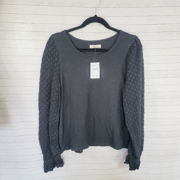 MADEWELL MIXED MEDIA EYELET SLEEVE SHIRT, SZ MEDIUM - Picture 2 of 10